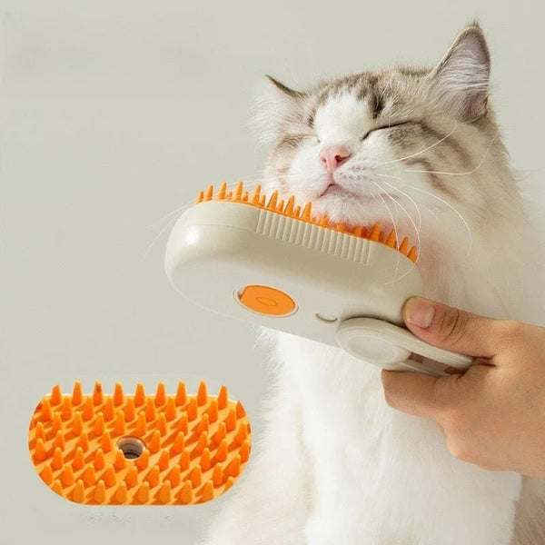 🐾 Cepillo Vaporizador 3 en 1 para Mascotas – ¡Pelo Suave, Casa Limpia y Mascota Feliz!